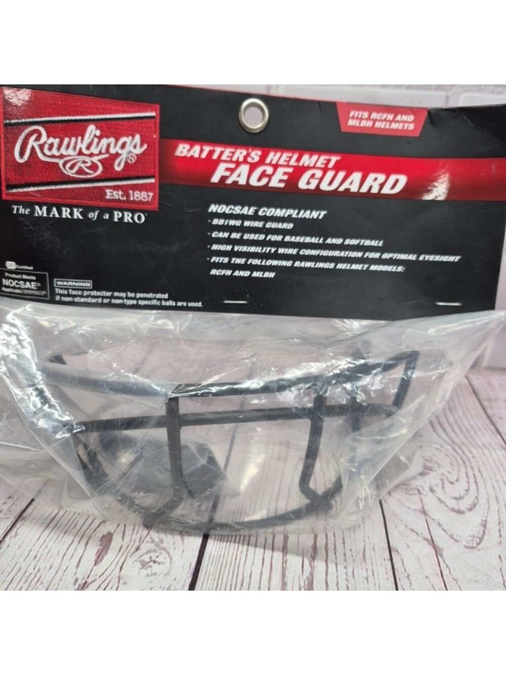 Rawlings Baseball Batting Helmet Face Guard (Black) - Adult NOCSAE Compliant⚾